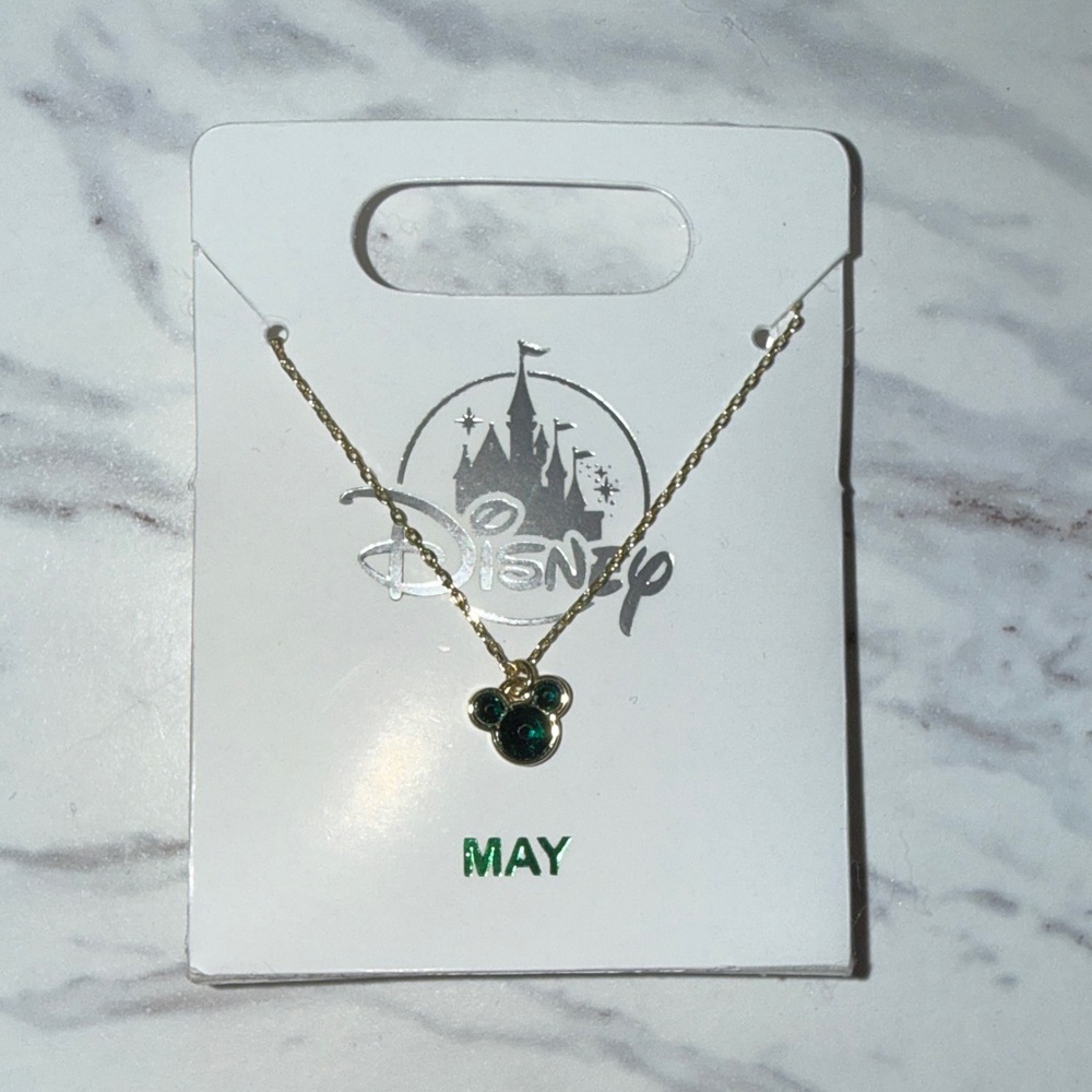 Disney Gold Necklace with Dark Green Mickey Pendant